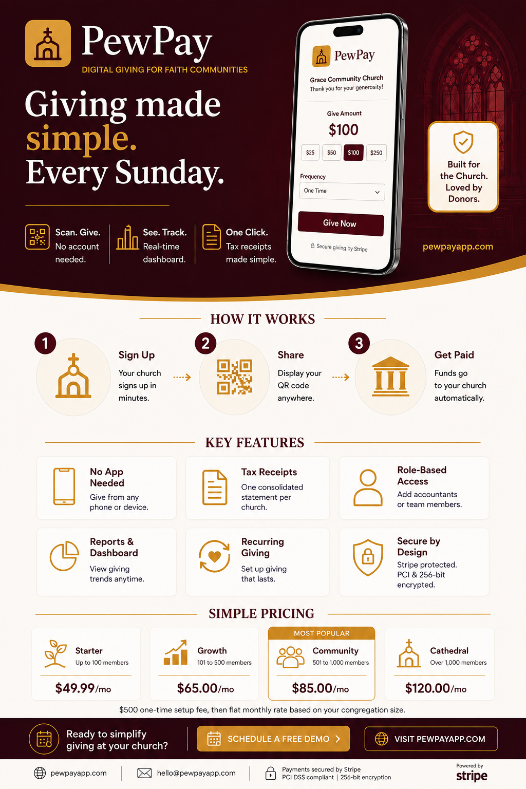 PewPay — Church digital-giving app. Case study cover.